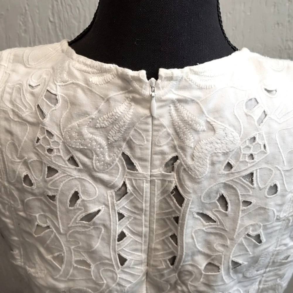 New Theory Jemion E White Embroidered Lace Dress NWT Size 12 - Picture 9 of 15